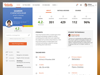 Teacher's Microsite information design profile rating ui ux visual design