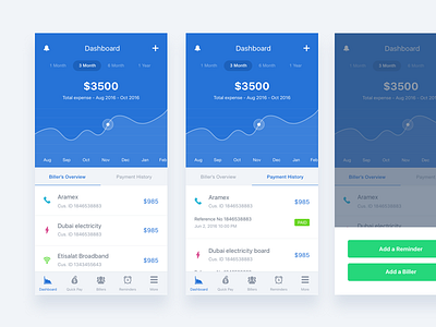 Pay Bills app chart design flat graph icons interaction interface ios ui ux