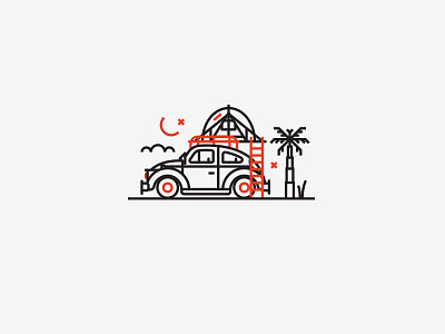 Illustration IV camping illustration jacksonville beach letterpress monoline vw bug