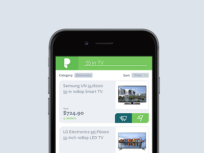 Price Drop Search Results interface iphone list mobile product prototype search shop store tv ui