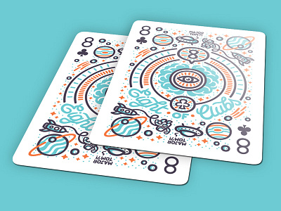 ♣ 8 of Clubs - Playing Arts ♣ astronaut bowie clubs eight illustration infinity major tom mind playing cards space universe vector