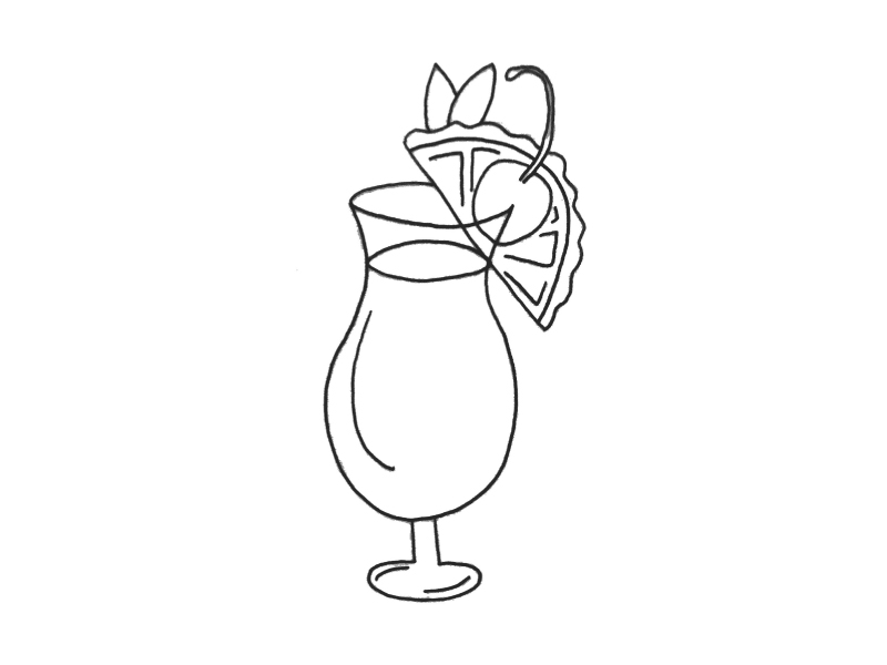 National Piña Colada Day drink fruity illustration pina colada pineapple process sketch tropical vector