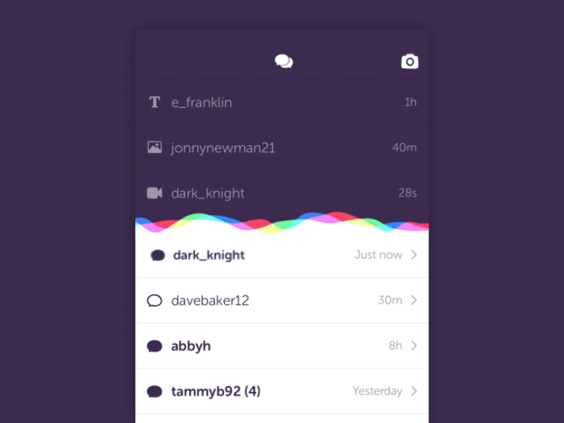 Warptalk Messaging Interface animation gif messaging purple ui ux warptalk