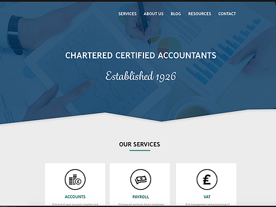 Accountancy Firm Website Design accountancy blue design grey mockup photoshop staffordshire stoke website white