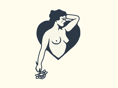 Amour Noir amour design girl graphic design halftone illustration love rose traditional tattoo