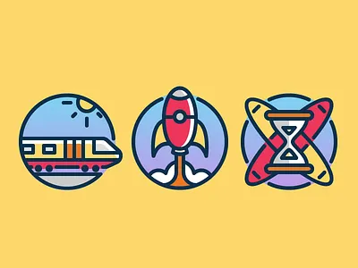 Modes of Transport hourglass rocket spaceship time travel train