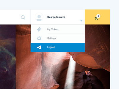 Online Tickets Store dropdown header logout menu settings slider store tickets