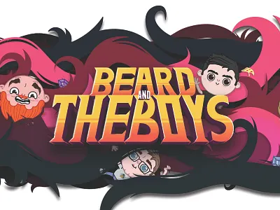 Beard Banner cartoon color illustration
