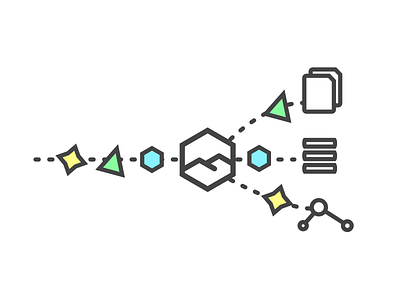 Denali Feature Graphic - Data Flexibility colors data database happy line minimal playful shapes vector