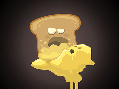 Bread & butter, its a dangerous game. artwork breadr butter cartoon funny graphic design illustration vector