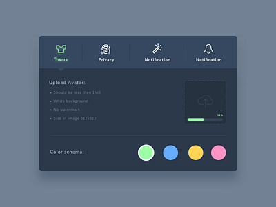 Settings page 006 black color dailyui dark design iran settings tab theme ui