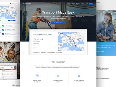 Nestcargo Website cards corporate landing page responsive transportation ui ux webdesign website