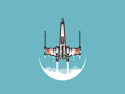 X-Wing starfighter illustration fighter icon illustration outline pictogram space star wars starfighter starwars vector x wing xwing