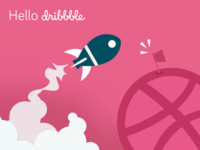 Hello from earth! debut first shot illustration invitation rocket