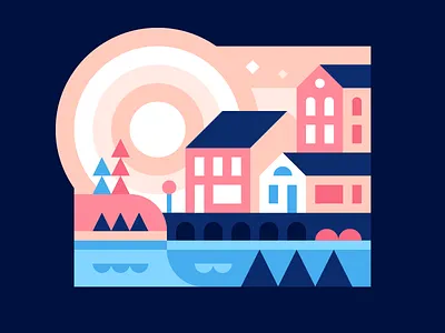 Boardwalk abstract boardwalk illustration landscape town