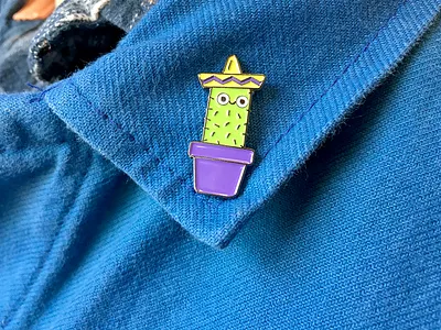 Señor Spiky badge cactus character friend fun illustration new pin plant vector