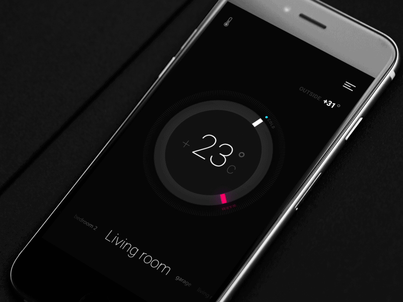 Temperature and energy smart home product Interaction bubbles control energy home icons knob menu os smart home temperature ui ux