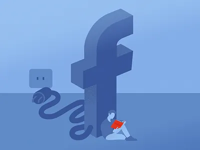 Disconnect book facebook man plug sitting social socket vector wire