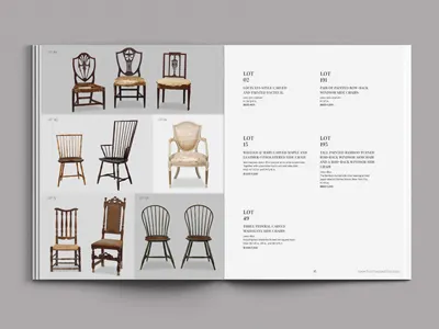 Chairs, yo. antiques auction booklets books catalog catalogues chairs furniture grid layout spreads text