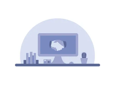 Program Illustrations--REACH desk handshake illustration mac