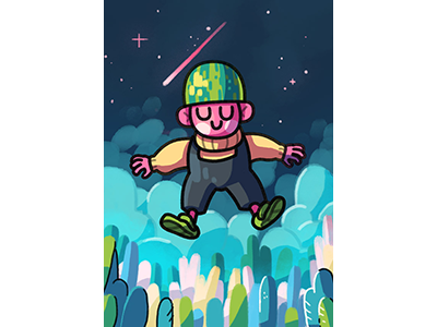 Melon Boy boy illustration melon shooting space star