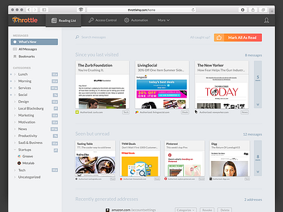 UX3: An All-New Throttle email innovation mail messages product design productivity throttle web app