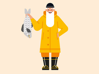 Fisherman advertising character design fisherman flat design icon icon design illustration