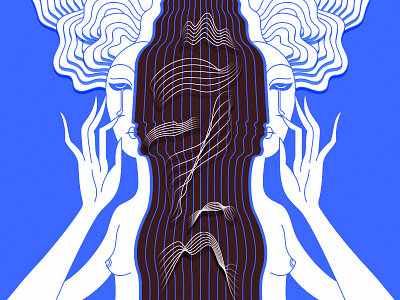 heart strings crying illustration music surreal tears techno woman
