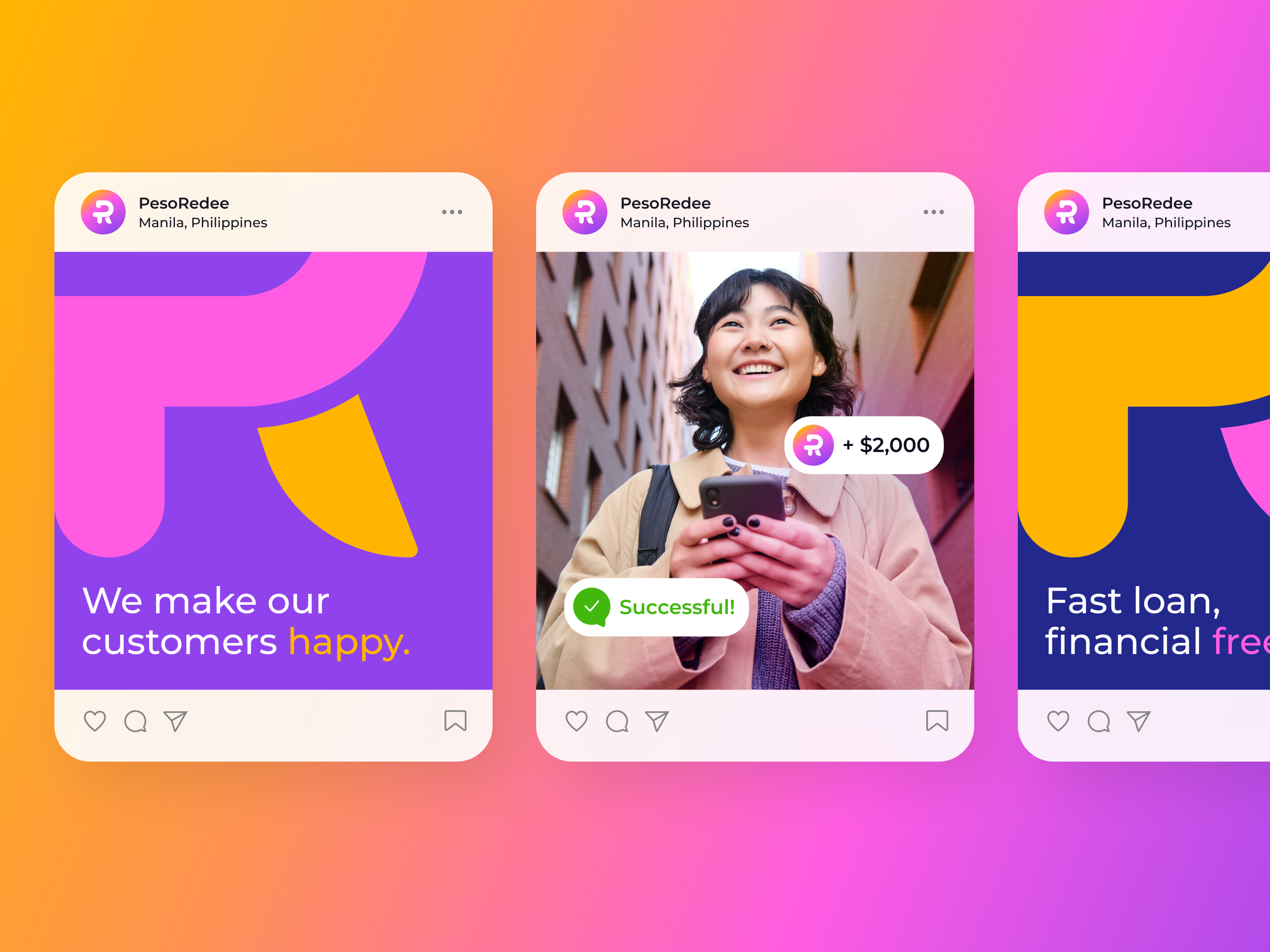 Instagram post design, Marketing design | PesoRedee ad banner brand design branding finance fintech graphic design insta instagram instagram post instapost marketing marketing banner marketing design post promotion social media typography ui visual design