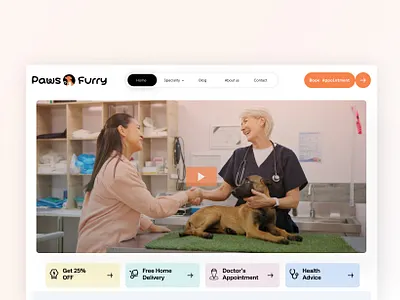 Paws Furry – Pet Care and Health Landing Page cat landing page dog landing page landing page online shop for your pets pet adoption landing page pet care pet care and health landing page pet care website design pet doctor pet health pet landing pet landing page ui ui ux web web design