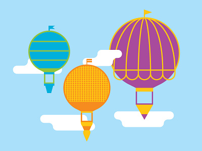 Hot Air Balloons art back to school balloons brush clean color crayon flat hot air pencil supplies vector