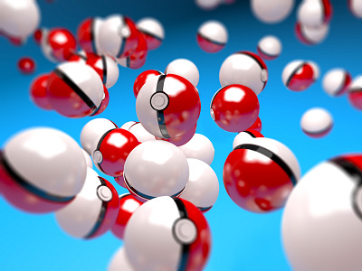 Raining Pokeballs 3d art composition design direction pokemon render