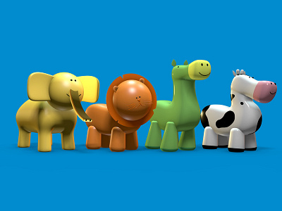 Animals 3d cow cute design elephant horse lion model toy