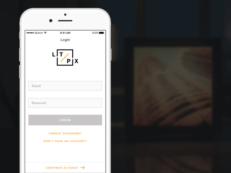 Litpix Login animation input fields intro ios litpix login logo opening app ui