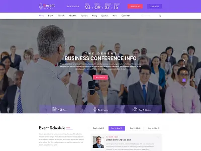 Devent - Event and Conference Site Template conference event web design wordpress
