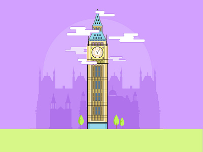 Elizabeth Tower big ben building color design drawing elizabeth tower graphics illustration nature vector