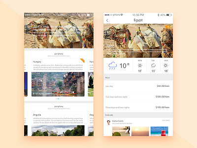 travel app color egypt temperature travel ui weather