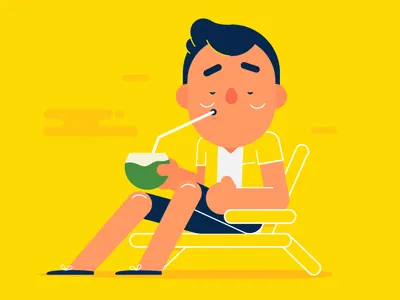 Relax character color flat illustration motion outline relax thinkmojo