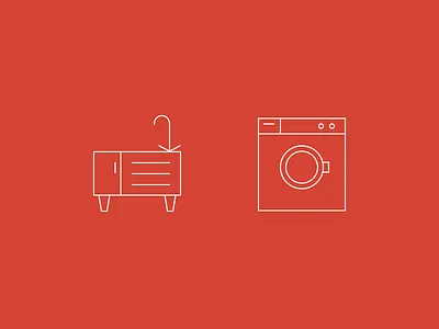 Icons for Shopping Center Sections clean flat grid icon linear red simple ui ux vector white