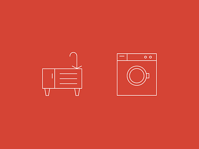 Icons for Shopping Center Sections clean flat grid icon linear red simple ui ux vector white