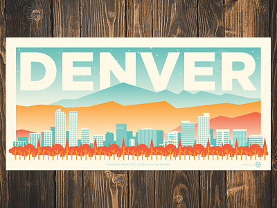 Denver city colorado denver design graphic design mountains poster screen print sky skyline texture vintage