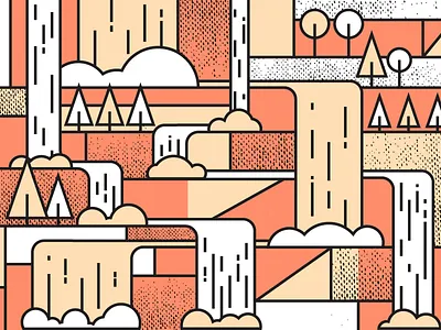 Waterfalls art illustration nature orange outdoors rough texture vector water waterfall wilderness