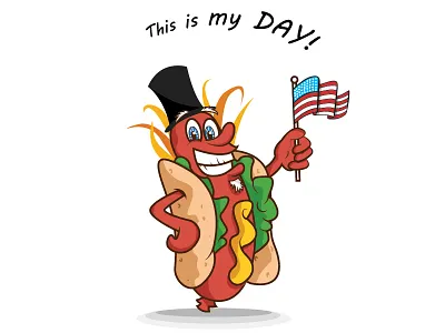 National Day of Hot-Dog in the US cartoon food grilled hot dog us hotdog icon illustration national day sausage us vector