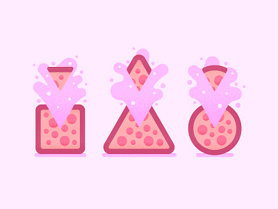 Three Pizzas blob cheese circle crust pepperoni pink pizza purple square three triangle