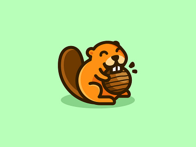 Beaver - Option 2 animal character mascot app apps application beaver chocolate brand branding identity child children cute fun funny flat cartoon comic food wafer snack geometry geometric illustration logo mark symbol icon