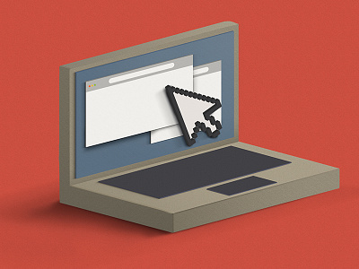 Isometric Cardboard Laptop 3d arrow cardboard illustration isometric