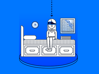 Virtual Reality . . . Future bedroom future girl goggles illustration line virtual reality vr