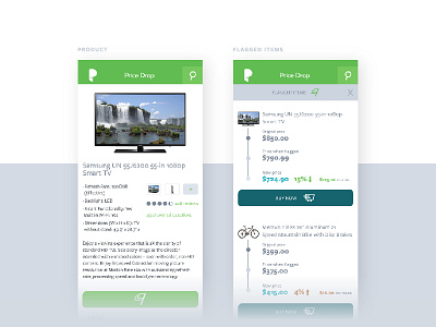 Price Drop screens app data digital ecommerce hierarchy interface product listing shop tv ui ux