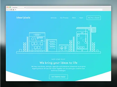 ideas2pixels WIP gradient header illustration landing outline typography ui web