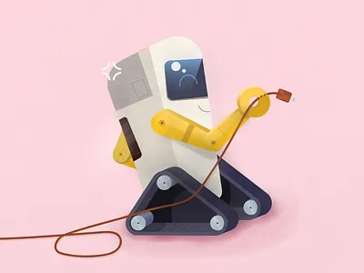Outlet Robot future happy illustration outlet plug roboto space subtle texture